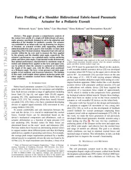Force Profiling of a Shoulder Bidirectional Fabric-based Pneumatic
  Actuator for a Pediatric Exosuit