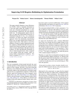 Improving SAM Requires Rethinking its Optimization Formulation