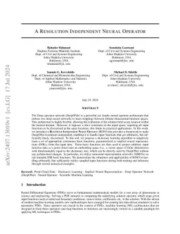 A Resolution Independent Neural Operator