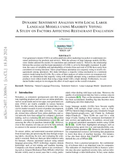 Dynamic Sentiment Analysis with Local Large Language Models using
  Majority Voting: A Study on Factors Affecting Restaurant Evaluation