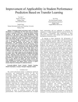 Improvement of Applicability in Student Performance Prediction Based on
  Transfer Learning