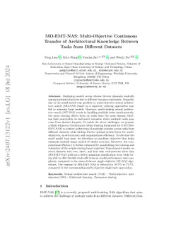 MO-EMT-NAS: Multi-Objective Continuous Transfer of Architectural
  Knowledge Between Tasks from Different Datasets