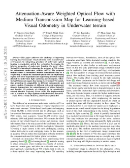 Attenuation-Aware Weighted Optical Flow with Medium Transmission Map for
  Learning-based Visual Odometry in Underwater terrain