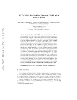 KFD-NeRF: Rethinking Dynamic NeRF with Kalman Filter