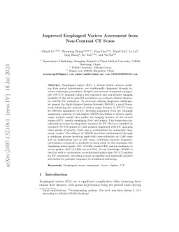 Improved Esophageal Varices Assessment from Non-Contrast CT Scans