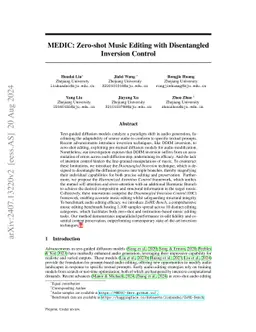 MEDIC: Zero-shot Music Editing with Disentangled Inversion Control