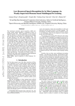 Low-Resourced Speech Recognition for Iu Mien Language via
  Weakly-Supervised Phoneme-based Multilingual Pre-training