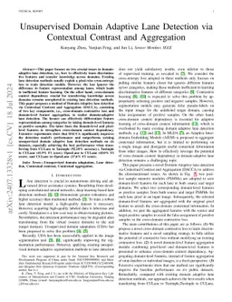 Unsupervised Domain Adaptive Lane Detection via Contextual Contrast and
  Aggregation