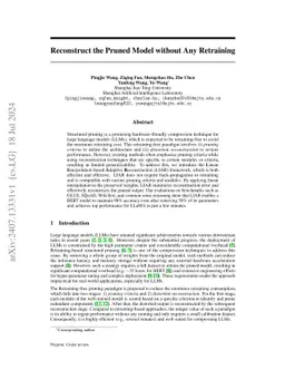 Reconstruct the Pruned Model without Any Retraining