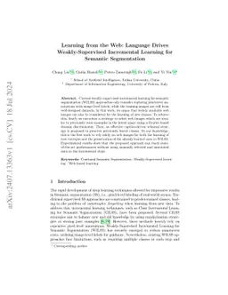 Learning from the Web: Language Drives Weakly-Supervised Incremental
  Learning for Semantic Segmentation