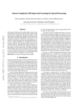 Linear-Complexity Self-Supervised Learning for Speech Processing
