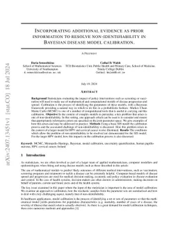 Incorporating additional evidence as prior information to resolve
  non-identifiability in Bayesian disease model calibration