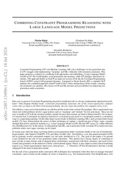 Combining Constraint Programming Reasoning with Large Language Model
  Predictions