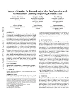 Instance Selection for Dynamic Algorithm Configuration with
  Reinforcement Learning: Improving Generalization