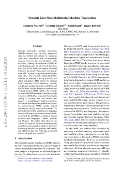 Towards Zero-Shot Multimodal Machine Translation