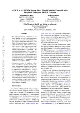 dzNLP at NADI 2024 Shared Task: Multi-Classifier Ensemble with Weighted
  Voting and TF-IDF Features