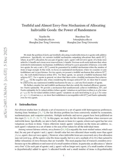 Truthful and Almost Envy-Free Mechanism of Allocating Indivisible Goods: the Power of Randomness