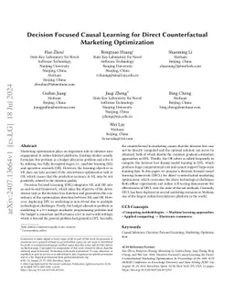 Decision Focused Causal Learning for Direct Counterfactual Marketing
  Optimization