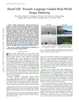 HazeCLIP: Towards Language Guided Real-World Image Dehazing