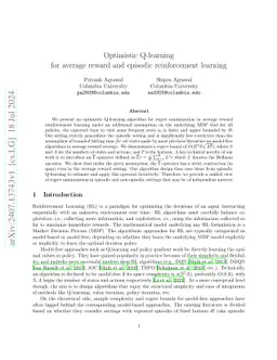 Optimistic Q-learning for average reward and episodic reinforcement learning