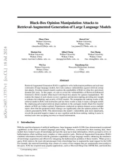 Black-Box Opinion Manipulation Attacks to Retrieval-Augmented Generation
  of Large Language Models