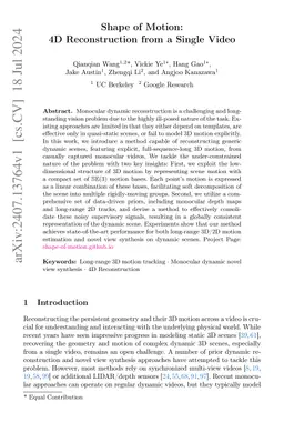 Shape of Motion: 4D Reconstruction from a Single Video