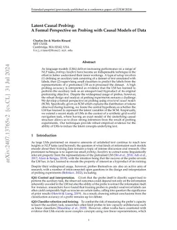 Latent Causal Probing: A Formal Perspective on Probing with Causal
  Models of Data