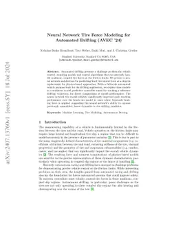 Neural Network Tire Force Modeling for Automated Drifting