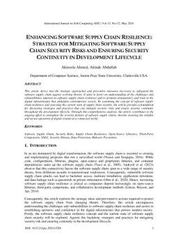 Enhancing Software Supply Chain Resilience: Strategy For Mitigating
  Software Supply Chain Security Risks And Ensuring Security Continuity In
  Development Lifecycle