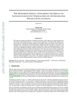The Honorific Effect: Exploring the Impact of Japanese Linguistic
  Formalities on AI-Generated Physics Explanations
