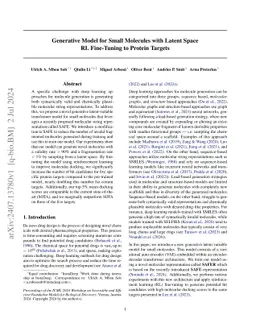 Generative Model for Small Molecules with Latent Space RL Fine-Tuning to
  Protein Targets