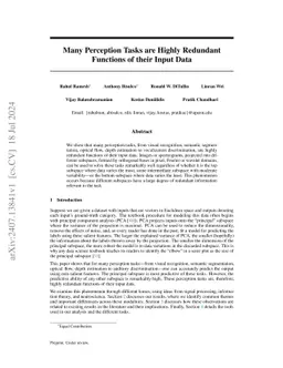 Many Perception Tasks are Highly Redundant Functions of their Input Data