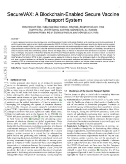 SecureVAX: A Blockchain-Enabled Secure Vaccine Passport System