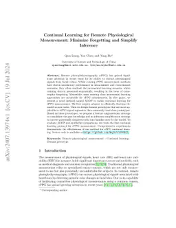 Continual Learning for Remote Physiological Measurement: Minimize
  Forgetting and Simplify Inference