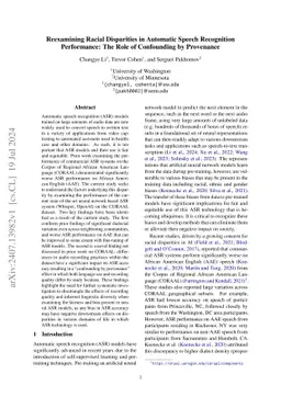 Reexamining Racial Disparities in Automatic Speech Recognition
  Performance: The Role of Confounding by Provenance