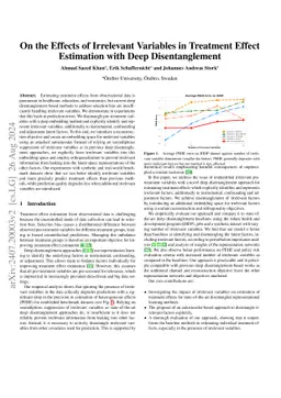 On the Effects of Irrelevant Variables in Treatment Effect Estimation
  with Deep Disentanglement