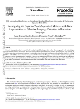 Investigating the Impact of Semi-Supervised Methods with Data
  Augmentation on Offensive Language Detection in Romanian Language