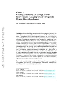 Crafting Generative Art through Genetic Improvement: Managing Creative
  Outputs in Diverse Fitness Landscapes