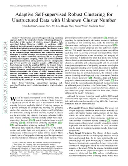 Adaptive Self-supervised Robust Clustering for Unstructured Data with
  Unknown Cluster Number