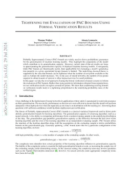 Tightening the Evaluation of PAC Bounds Using Formal Verification
  Results