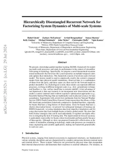 Hierarchically Disentangled Recurrent Network for Factorizing System Dynamics of Multi-scale Systems: An application on Hydrological Systems