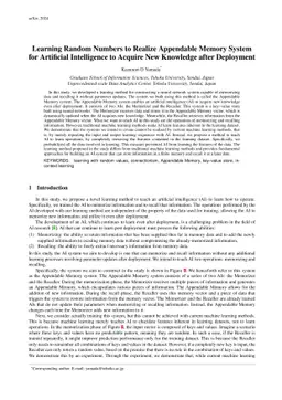 Learning Random Numbers to Realize Appendable Memory System for
  Artificial Intelligence to Acquire New Knowledge after Deployment