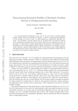 Characterizing Dynamical Stability of Stochastic Gradient Descent in Overparameterized Learning
