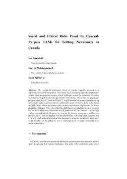 Social and Ethical Risks Posed by General-Purpose LLMs for Settling Newcomers in Canada
