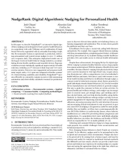NudgeRank: Digital Algorithmic Nudging for Personalized Health
