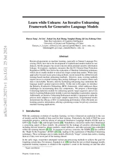 Learn while Unlearn: An Iterative Unlearning Framework for Generative Language Models