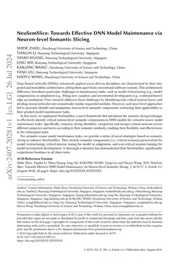 NeuSemSlice: Towards Effective DNN Model Maintenance via Neuron-level Semantic Slicing