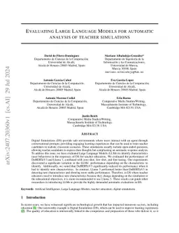 Evaluating Large Language Models for automatic analysis of teacher
  simulations