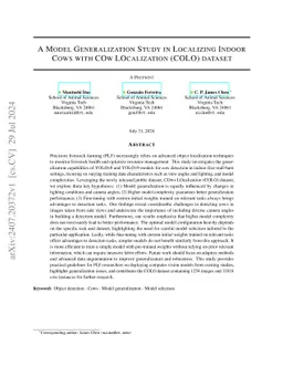 A Model Generalization Study in Localizing Indoor Cows with COw
  LOcalization (COLO) dataset
