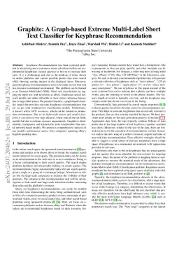 Graphite: A Graph-based Extreme Multi-Label Short Text Classifier for
  Keyphrase Recommendation